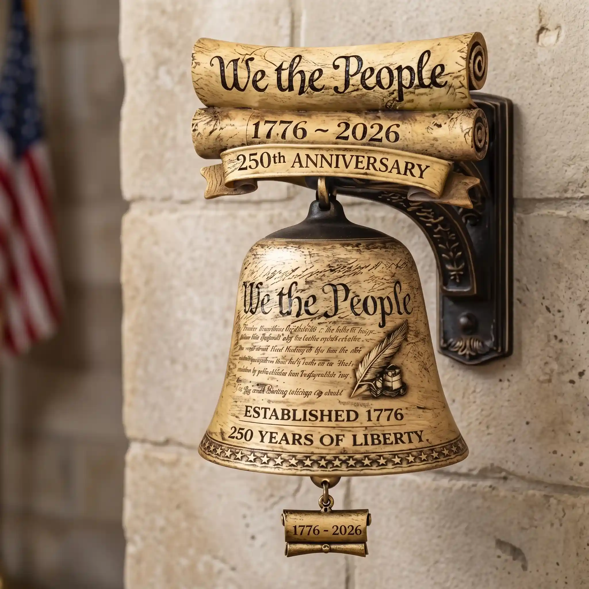We The People 250th Anniversary Doorbell 1776 2026 US Independence Vintage Wall Mounted Bell Patriotic Home Decor