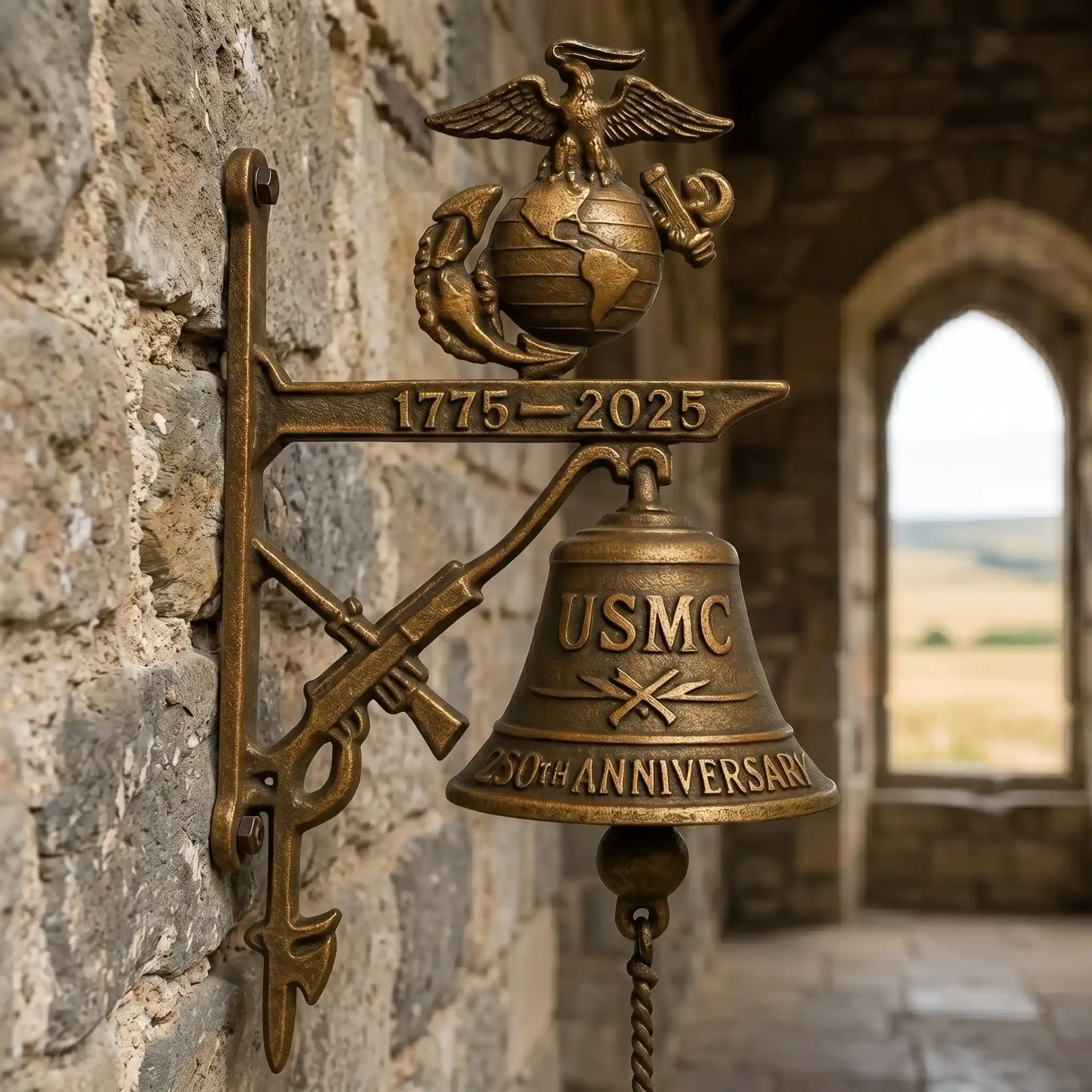USMC 250th Anniversary Doorbell 1775 2025 US Marine Corps Patriotic Wall Bell Veteran Military Gift
