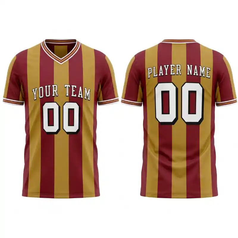 Custom Vintage Soccer Jersey Burgundy Gold High Street Casual Football Shirt Retro Blokecore Tee Personalized Classic Sportswear