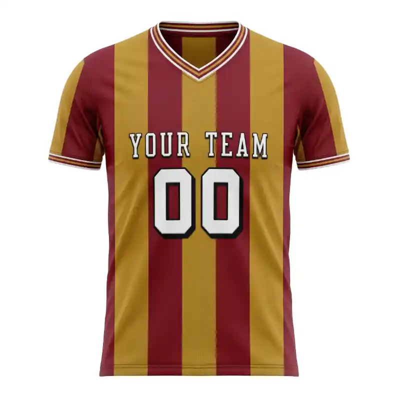 Custom Vintage Soccer Jersey Burgundy Gold High Street Casual Football Shirt Retro Blokecore Tee Personalized Classic Sportswear