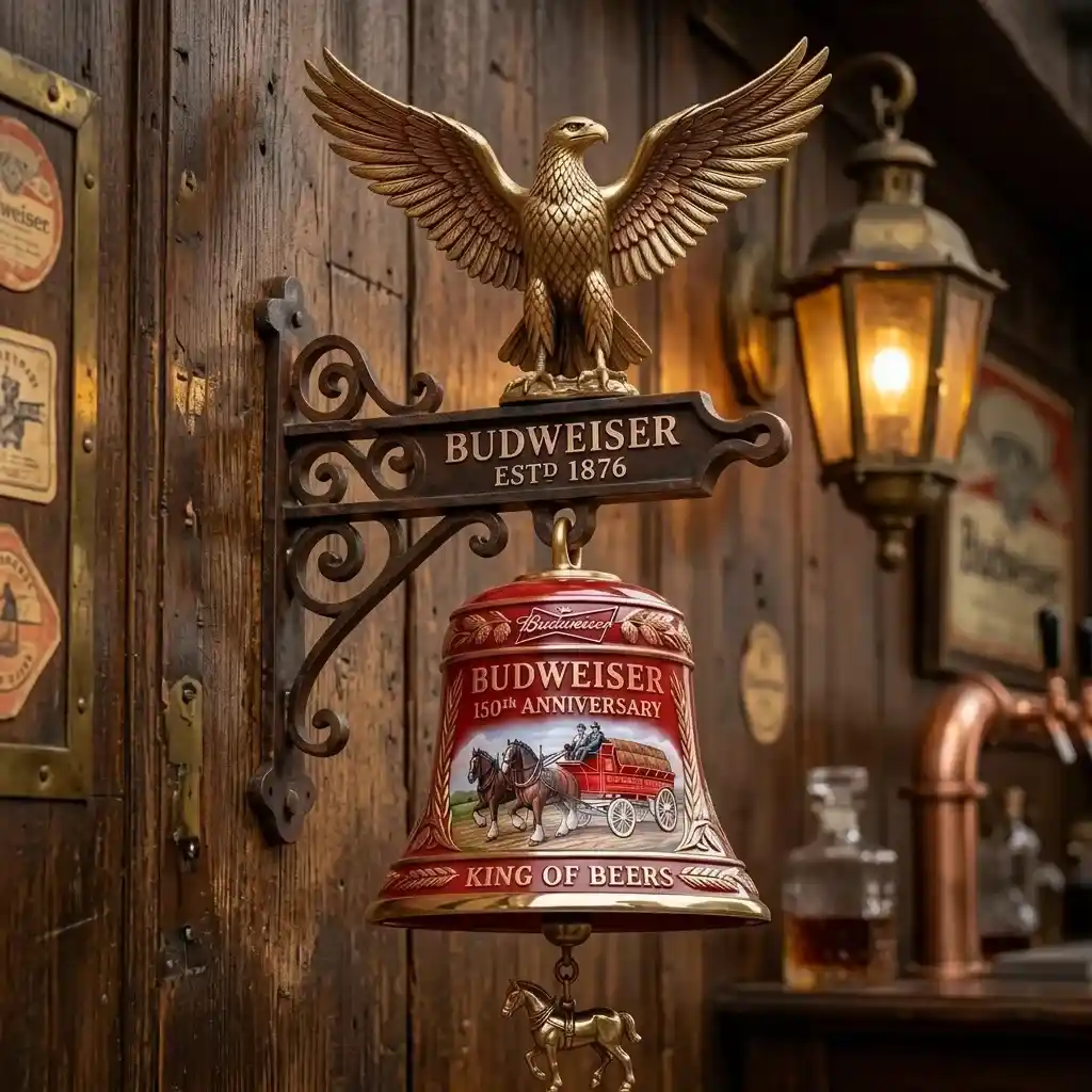 Budweiser King Of Beers Doorbell 150th Anniversary Home Bar Decor Man Cave Wall Mounted Bell